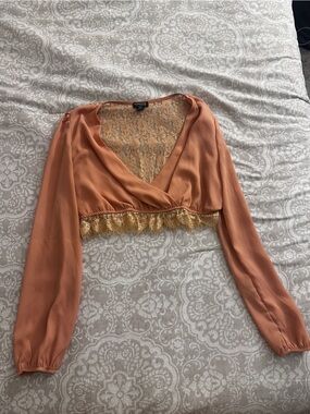 HOMAGE Cropped Lace Trim Top